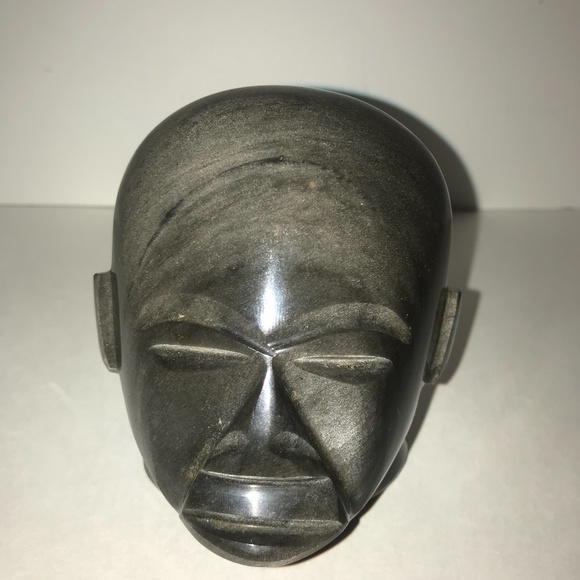 Polished Marble Tribal Mask Paperweight